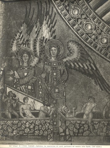 Alinari, Fratelli — Firenze - Battistero. La resurrezione dei morti, particolare del mosaico della Cupola. (XIII secolo.) — particolare